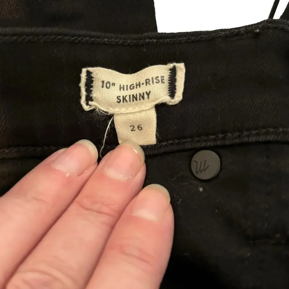 Madewell - Womens - Black 10" High Rise Skinny Denim Jean - Size 26 - Picture 5 of 11